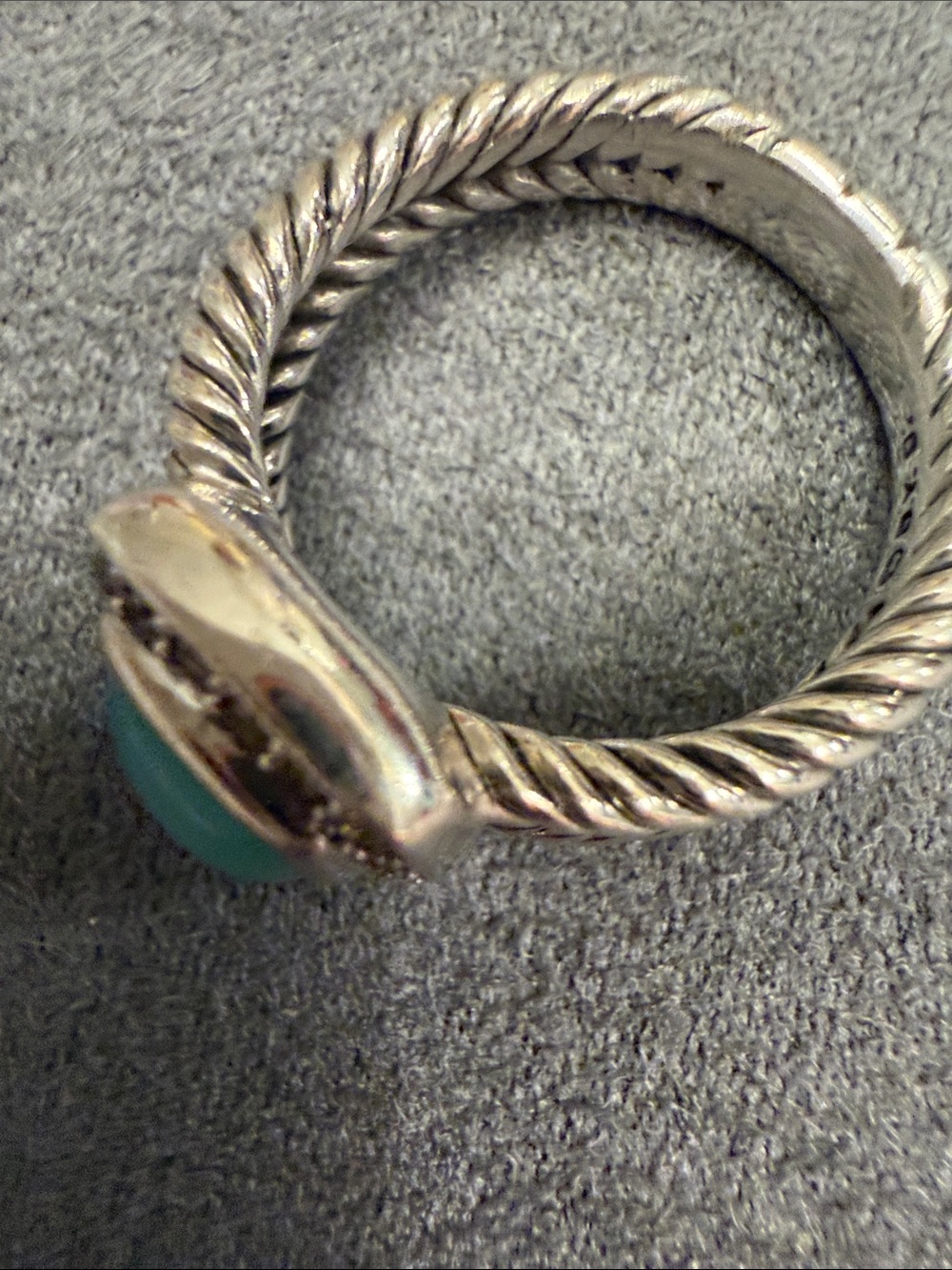 David Yurman Blue Chalcedony Cable Stack Ring with Pavé Halo - Picture 2 of 9